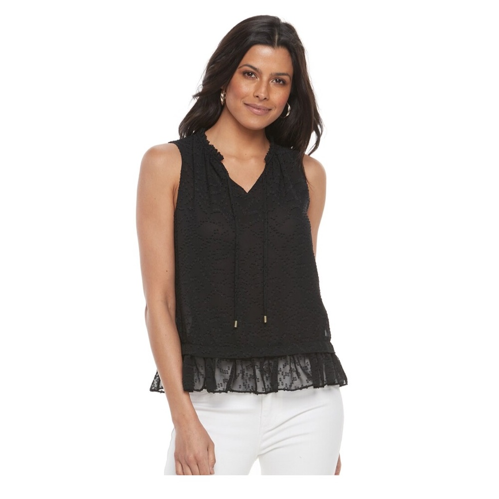 Apt 9 black ruffled tank top
